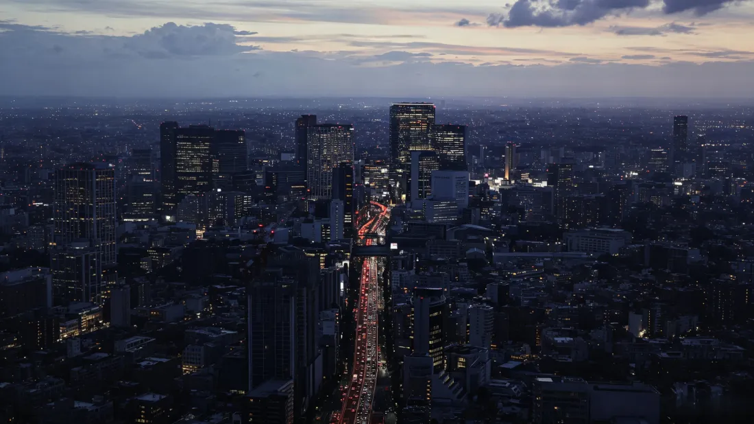 3k城市夜景｜黄昏暮色背景图片 - 高楼俯瞰街景灯火「哲风壁纸」