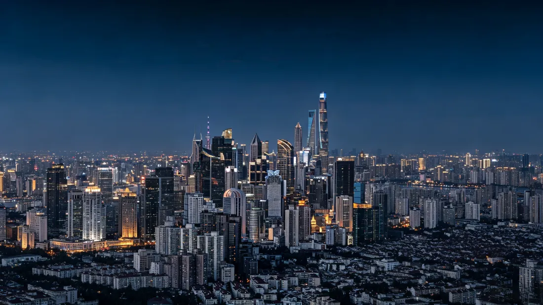 3k上海城市夜景｜都市天际线背景图片 - 蓝调高楼繁华都市「哲风壁纸」