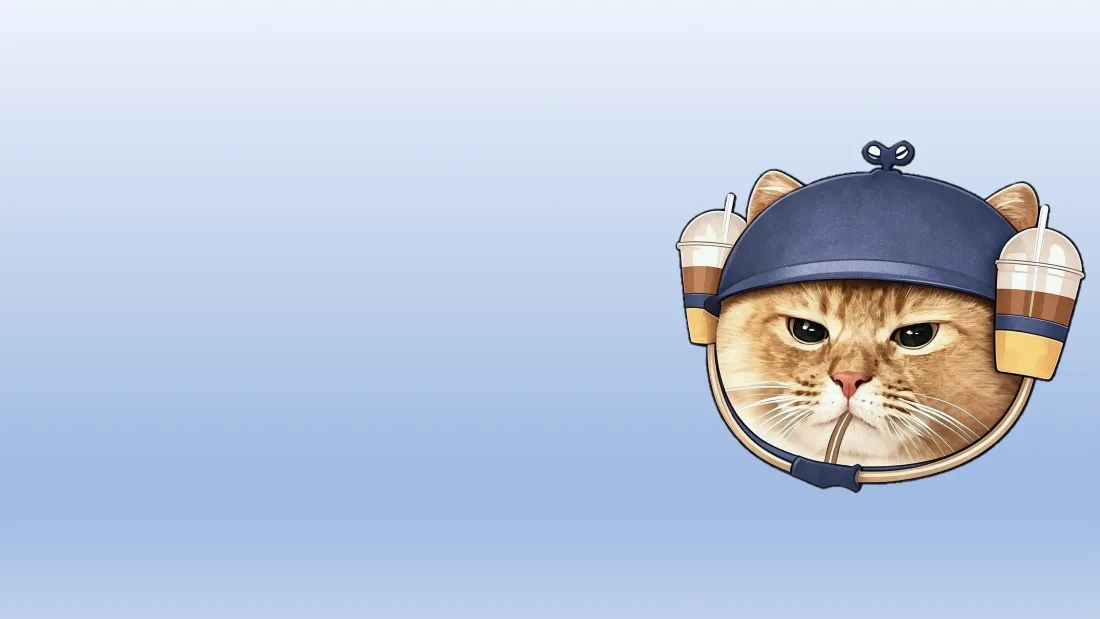 5k橘猫壁纸｜戴头盔奶茶耳机 - 搞怪可爱卡通插画背景图片「哲风壁纸」