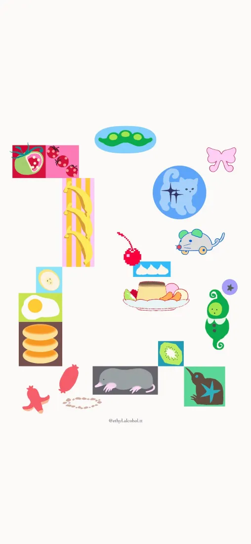 手绘卡通可爱元素｜食物动物背景图片 - 简笔插画「哲风壁纸」