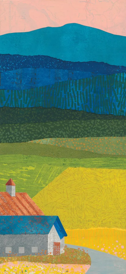 乡村房屋插画手机壁纸｜田园风景背景图片 - 山野田野「哲风壁纸」
