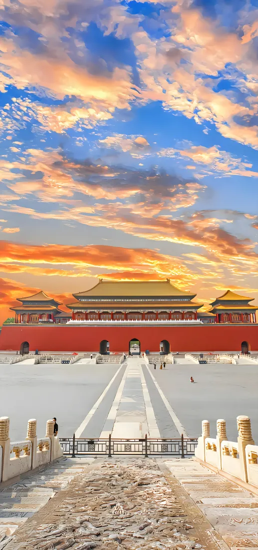 天安门手机壁纸｜火烧云背景图片 - 红墙黄瓦古都风景「哲风壁纸」