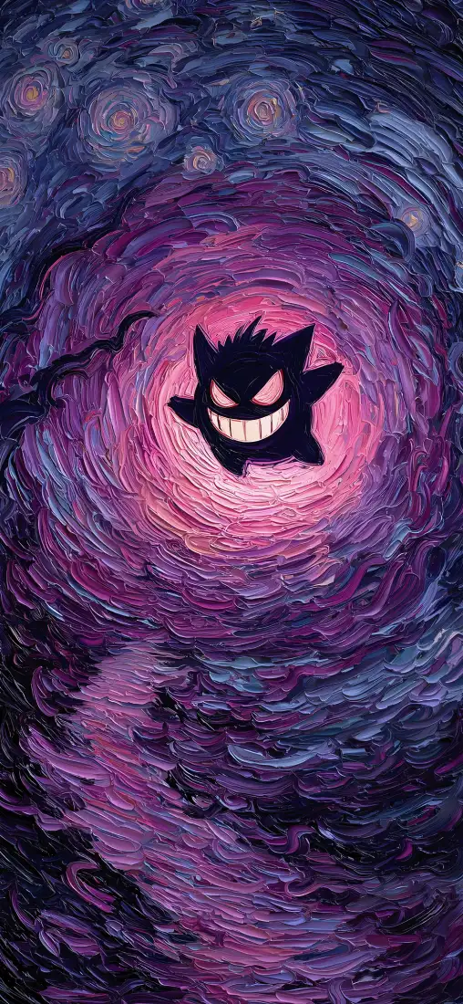 耿鬼手机壁纸｜星夜油画背景图片 - 紫粉漩涡暗黑风「哲风壁纸」