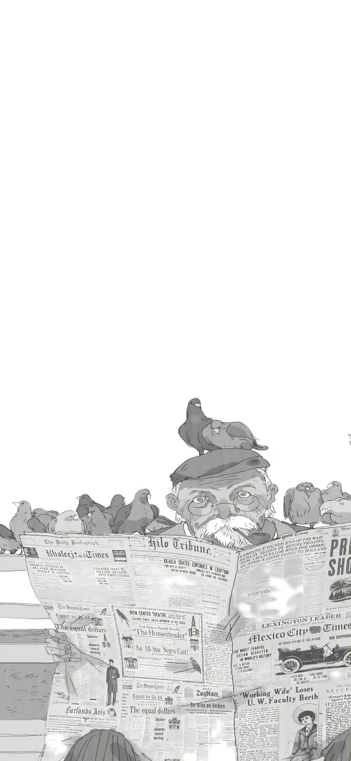 拼贴风黑白插画｜艺术背景图片 - 鸽子报纸创意画面「哲风壁纸」