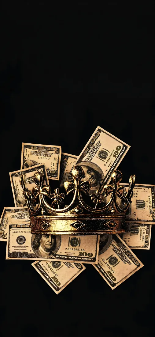 金色皇冠美元手机壁纸｜黑色背景图片 - 财富轻奢风「哲风壁纸」