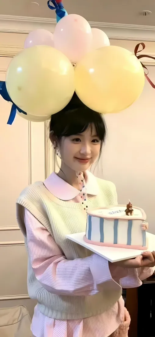 甜系少女手机壁纸｜生日庆祝背景图片 - 气球蛋糕温馨场景「哲风壁纸」