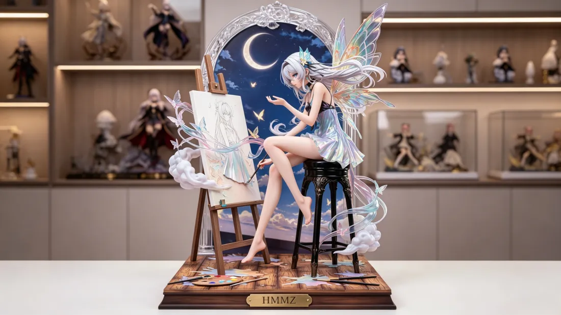 3k精灵少女手办壁纸｜二次元模型背景图片 - 画板月牙场景「哲风壁纸」