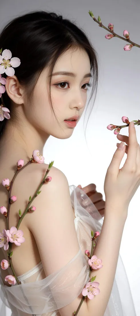 桃花美女手机壁纸｜清新人像背景图片 - 氛围感「哲风壁纸」