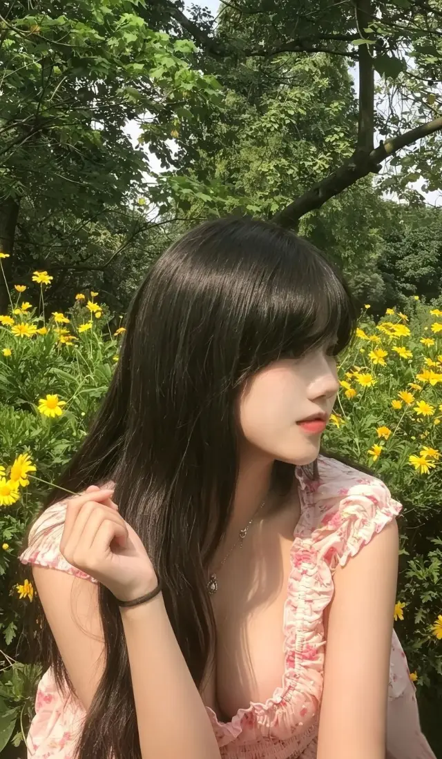 碎花裙美女手机壁纸｜户外花丛背景图片 - 清新少女夏日写真「哲风壁纸」
