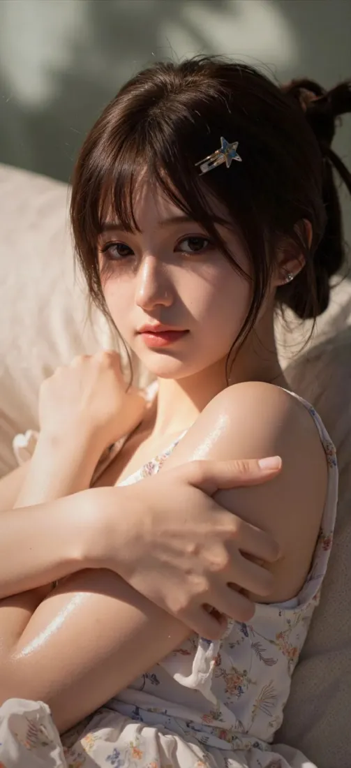 纯欲吊带美女手机壁纸｜居家沙发背景图片 - 氛围感女生写真「哲风壁纸」