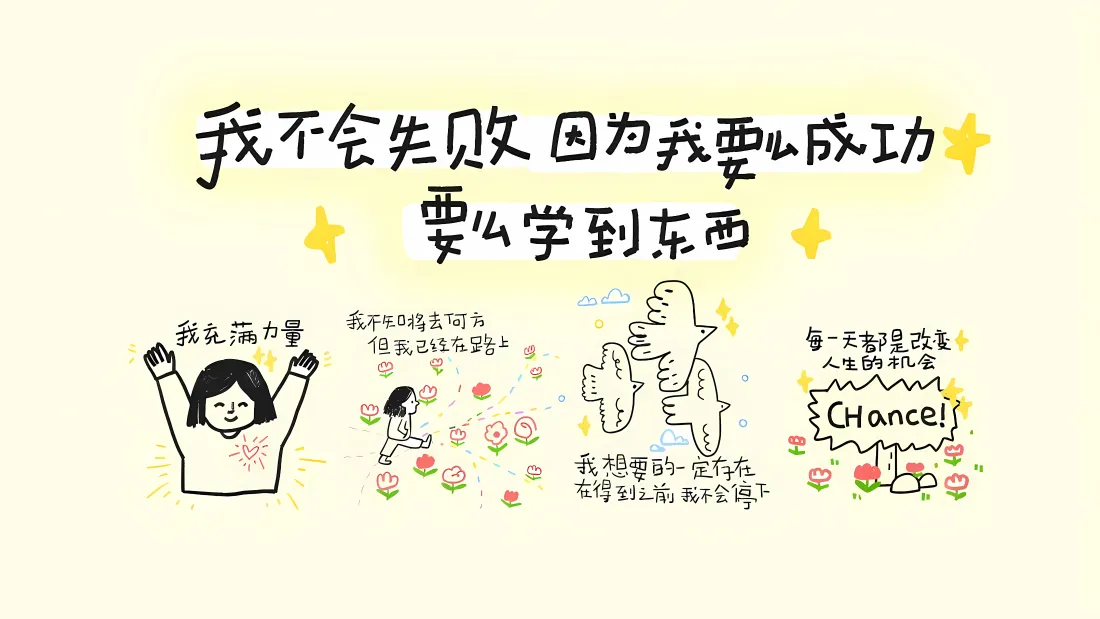 4k励志文字壁纸｜手绘卡通背景图片 - 治愈加油语录「哲风壁纸」