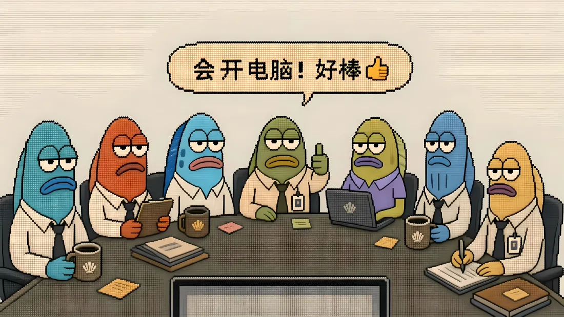 4k比奇堡路人鱼壁纸｜开会场景背景图片 - 职场摸鱼搞笑梗图「哲风壁纸」