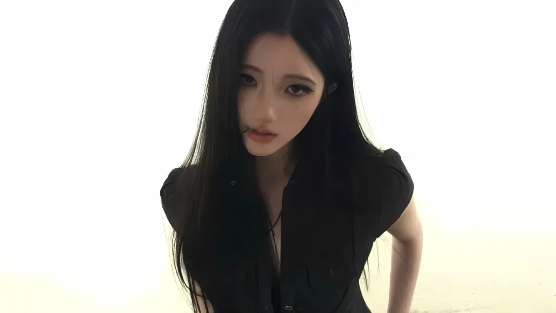 4k黑衣长发美女壁纸｜冷御气质背景图片 - 酷飒人像「哲风壁纸」