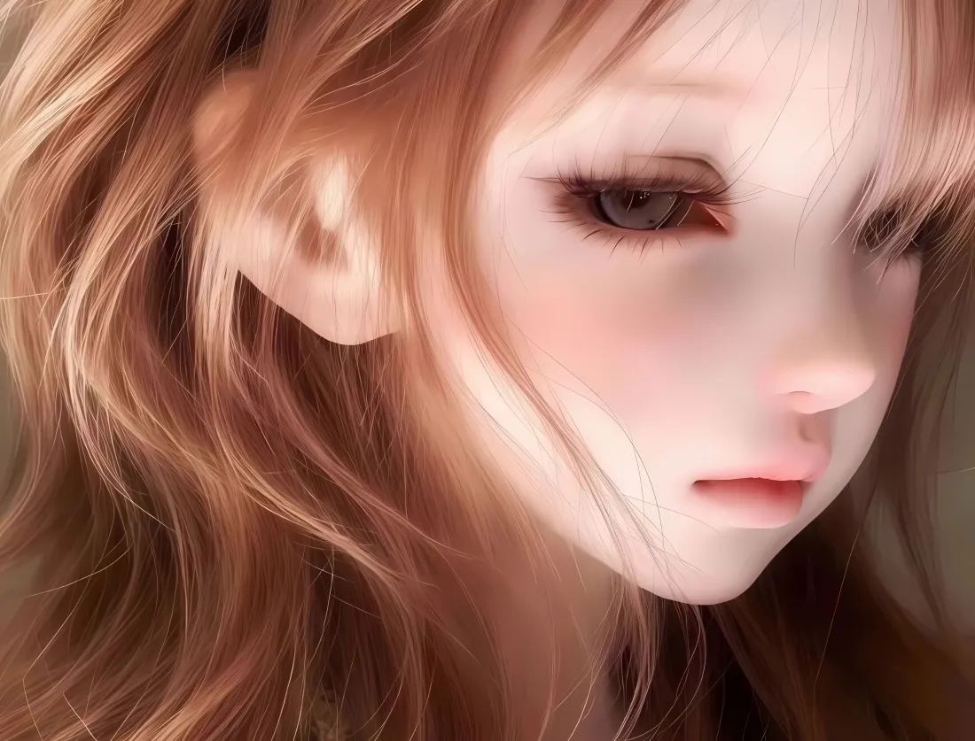 3k精灵少女壁纸｜侧脸忧郁背景图片 - 厚涂光影长发「哲风壁纸」