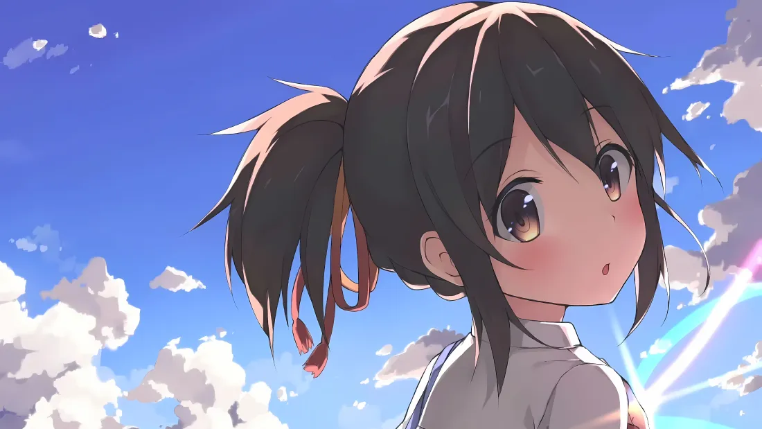 4k宫水三叶壁纸｜晴空背景图片 - 你的名字马尾少女「哲风壁纸」