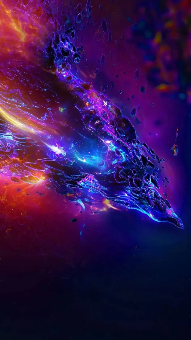 炫彩发光龙手机壁纸｜奇幻星云背景图片 - 梦幻光效艺术「哲风壁纸」