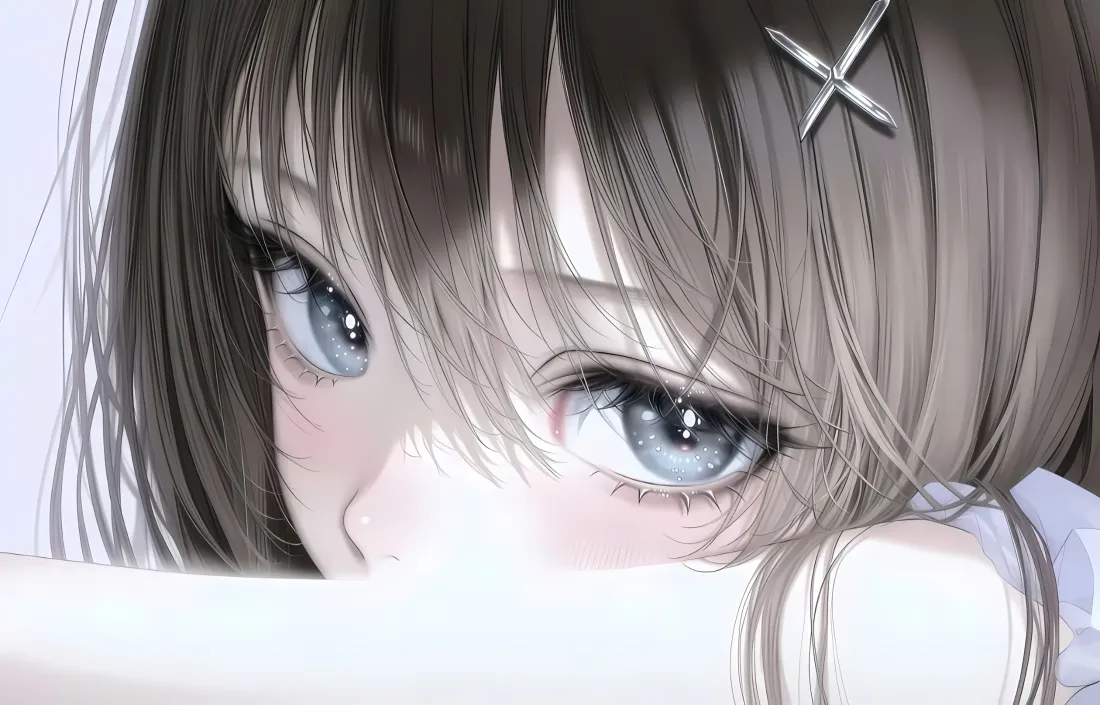 3k侧脸少女壁纸｜二次元背景图片 - 蓝眼棕发星星眼女孩「哲风壁纸」