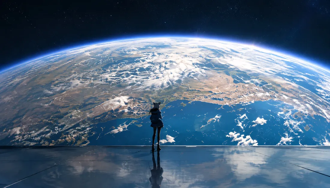 3k太空眺望地球壁纸｜宇宙科幻背景图片 - 孤独探索「哲风壁纸」