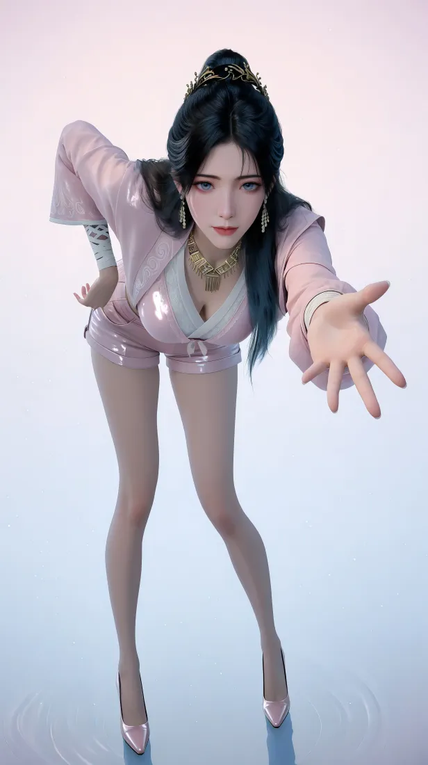 慕沛灵手机壁纸｜粉衣伸手 - 凡人修仙传3D国漫美女「哲风壁纸」