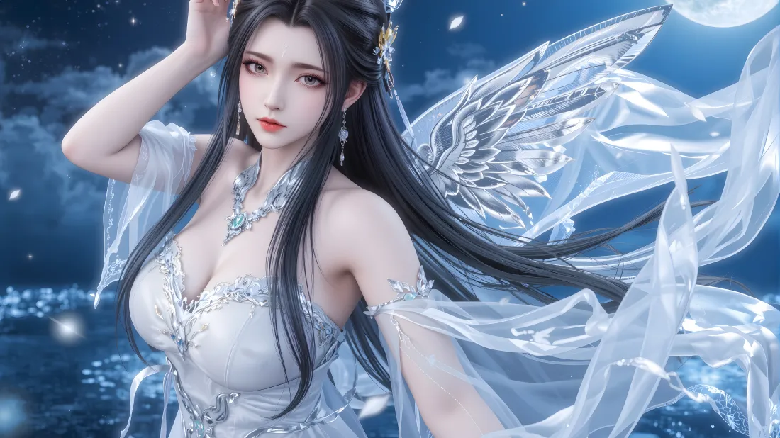 4k陆雪琪壁纸｜月下白裙背景图片 - 诛仙仙侠清冷美女「哲风壁纸」