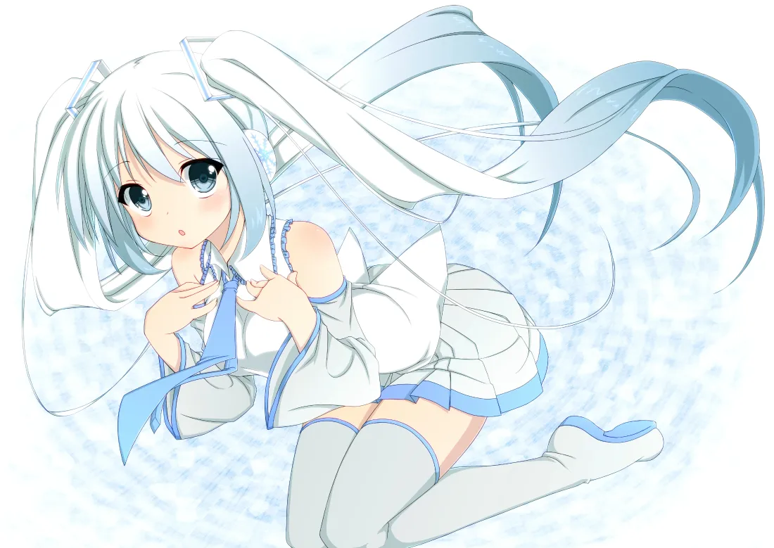 4k初音未来壁纸｜白蓝水手服背景图片 - 白丝双马尾少女「哲风壁纸」