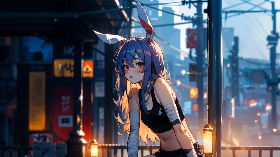 4k路灯壁纸 - 短裤 - 猫女 - 黄昏「哲风壁纸」