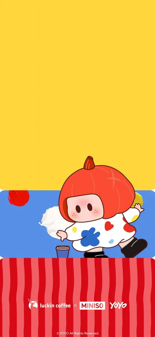 YOYO手机壁纸｜瑞幸名创优品联名 - 可爱卡通萌趣背景图片「哲风壁纸」