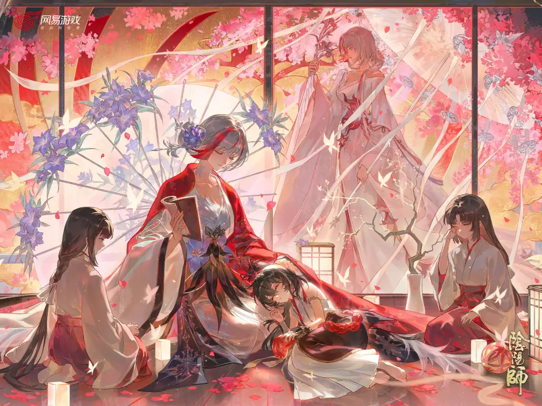 3k阴阳师樱花和风少女｜动漫背景图片 - 绯樱屏风「哲风壁纸」
