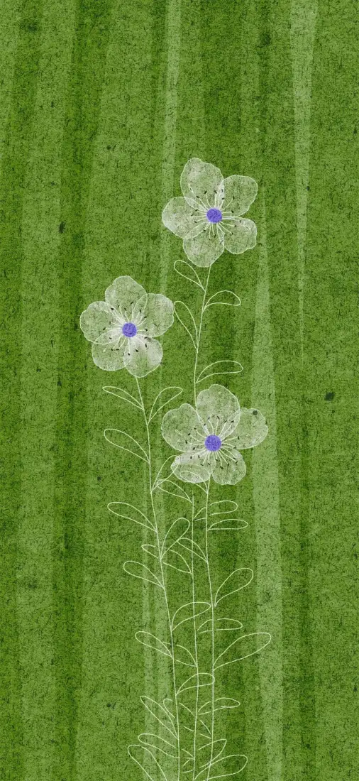 透明小花手机壁纸｜绿色肌理背景图片 - 清新手绘植物「哲风壁纸」