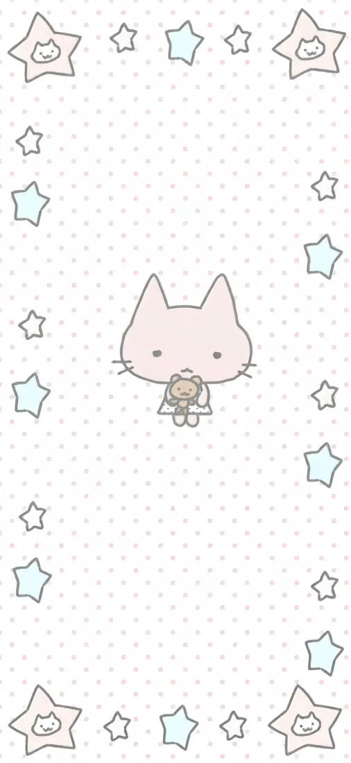 角落生物猫咪手机壁纸｜星星边框背景图片 - 卡通可爱手绘「哲风壁纸」