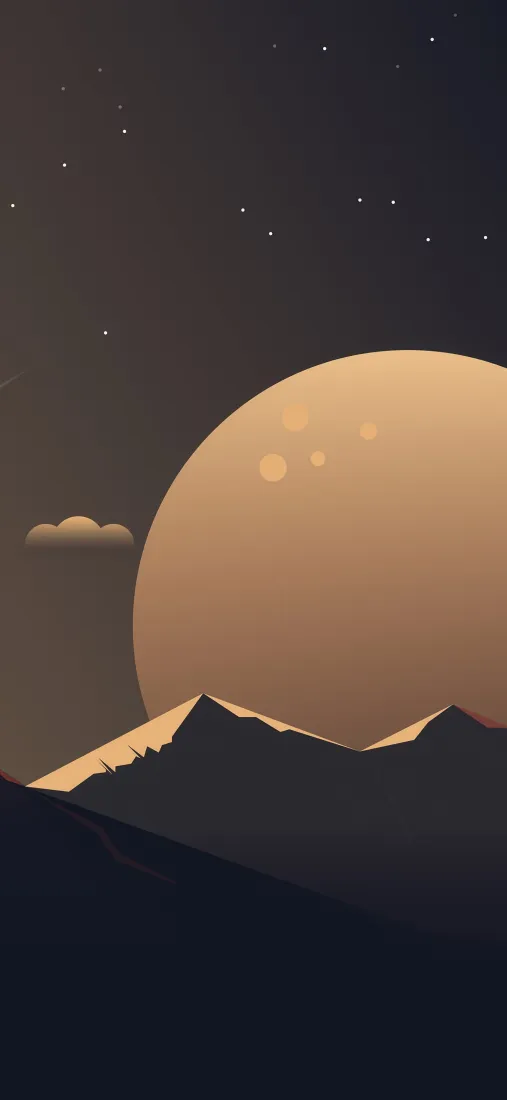 日落山景手机壁纸｜背景图片 - 星空扁平插画「哲风壁纸」