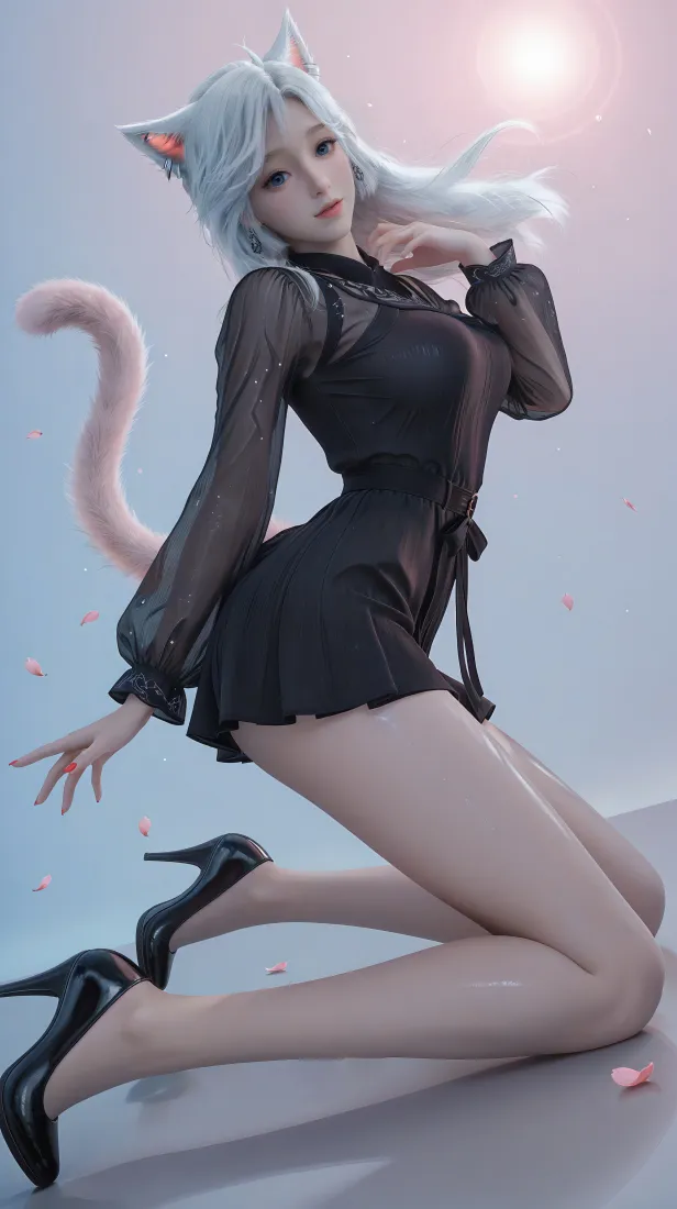 银月手机壁纸｜凡人修仙传背景图片 - 猫耳黑裙3D美少女「哲风壁纸」