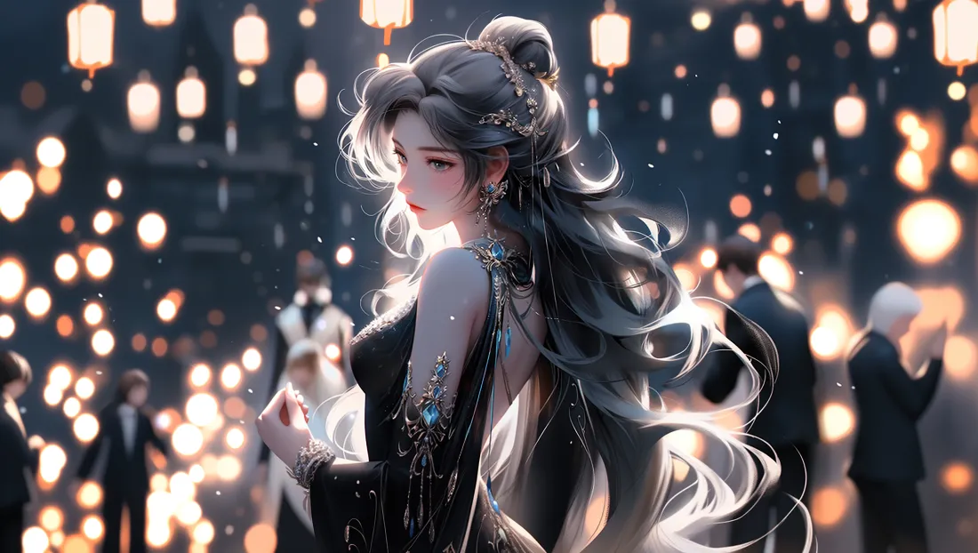 4k古风少女壁纸｜元宵灯会背景图片 - 长发回眸「哲风壁纸」