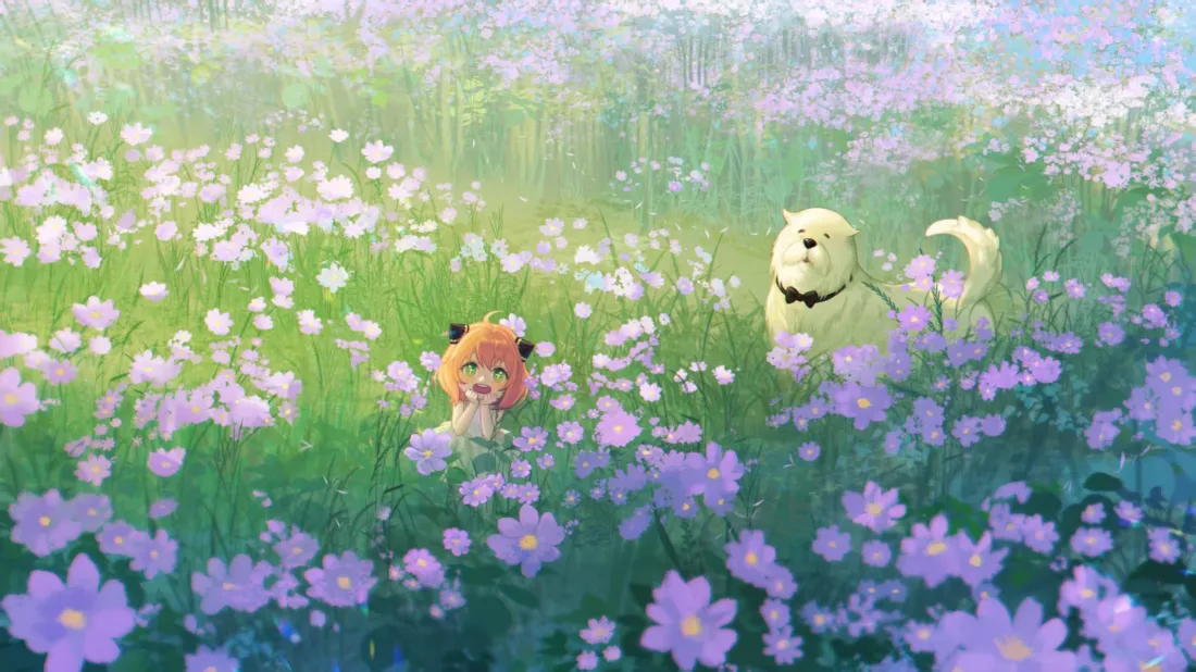 2k阿尼亚｜花海邦德背景图片 - 间谍过家家治愈插画「哲风壁纸」