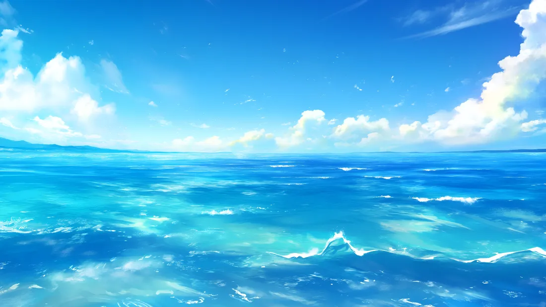 4kAI场景｜碧海蓝天背景图片 - 晴空海洋插画「哲风壁纸」