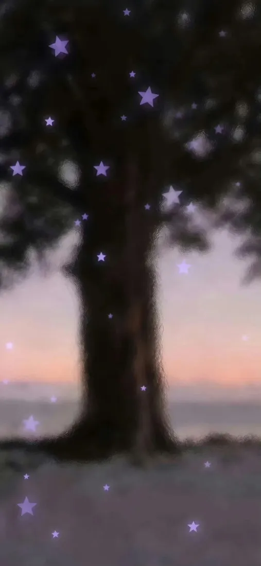 星星手机壁纸｜树影暮色背景图片 - 梦幻氛围「哲风壁纸」