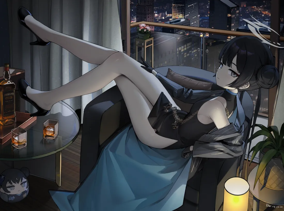 4k夜景壁纸 - 旗袍 - 少女 - 白丝「哲风壁纸」