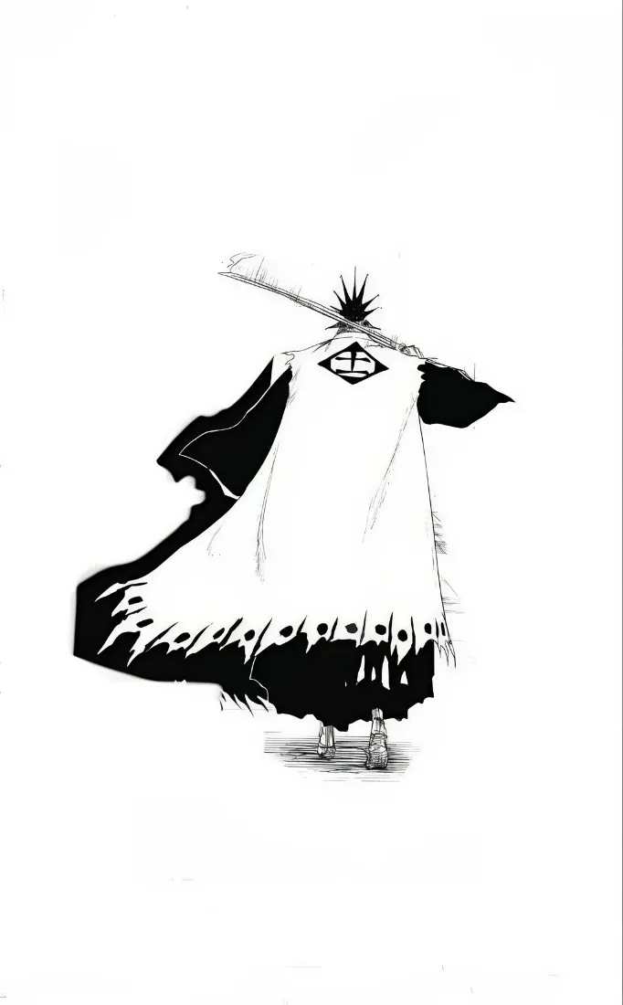 更木剑八手机壁纸｜死神背景图片 - 黑白手绘扛刀队长「哲风壁纸」