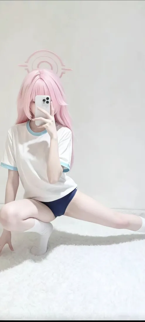 花子cos手机壁纸｜背景图片 - 粉色假发体操服自拍「哲风壁纸」