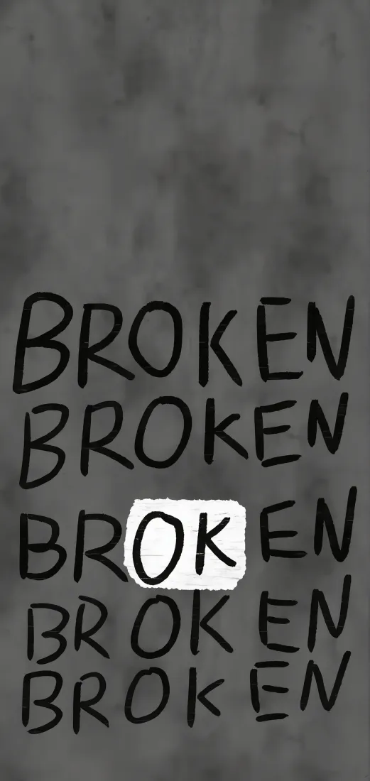 BROKEN文字｜手写破碎风背景图片 - 灰黑涂鸦「哲风壁纸」