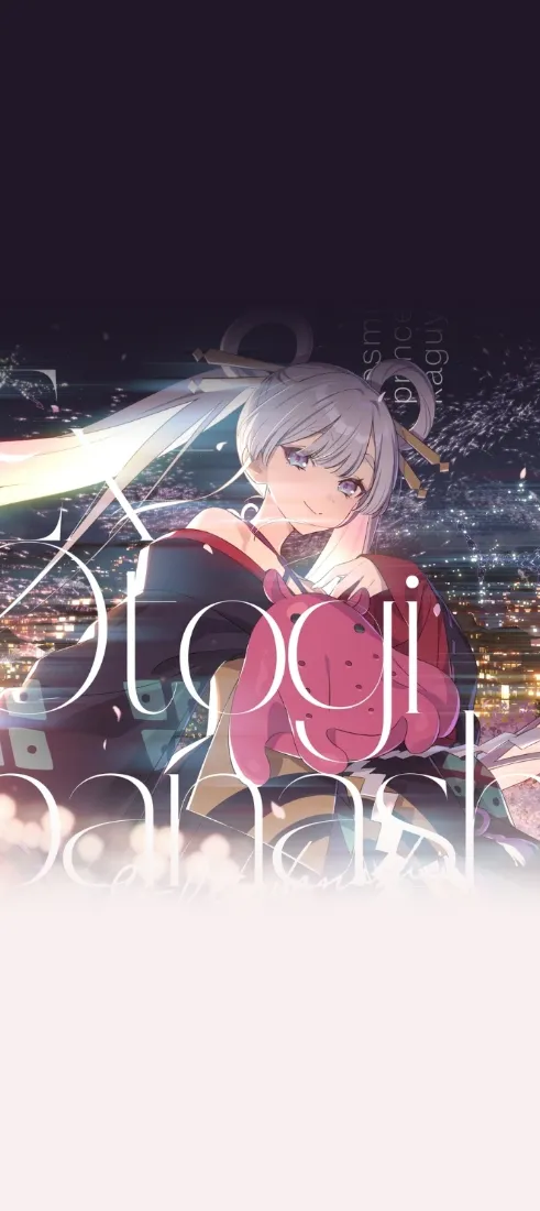 八千代手机壁纸｜白发少女背景图片 - 夜空和服「哲风壁纸」
