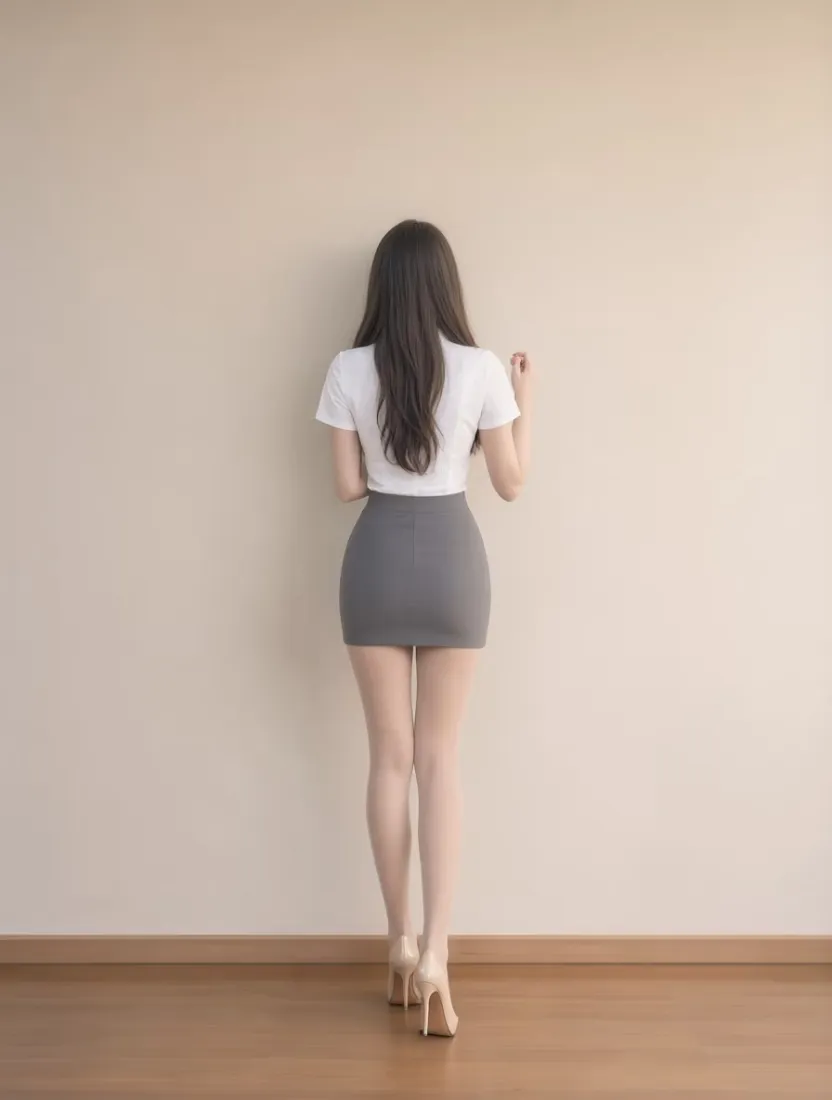 OL职业装美女手机壁纸｜背景图片 - 包臀裙肉丝高跟鞋背影「哲风壁纸」