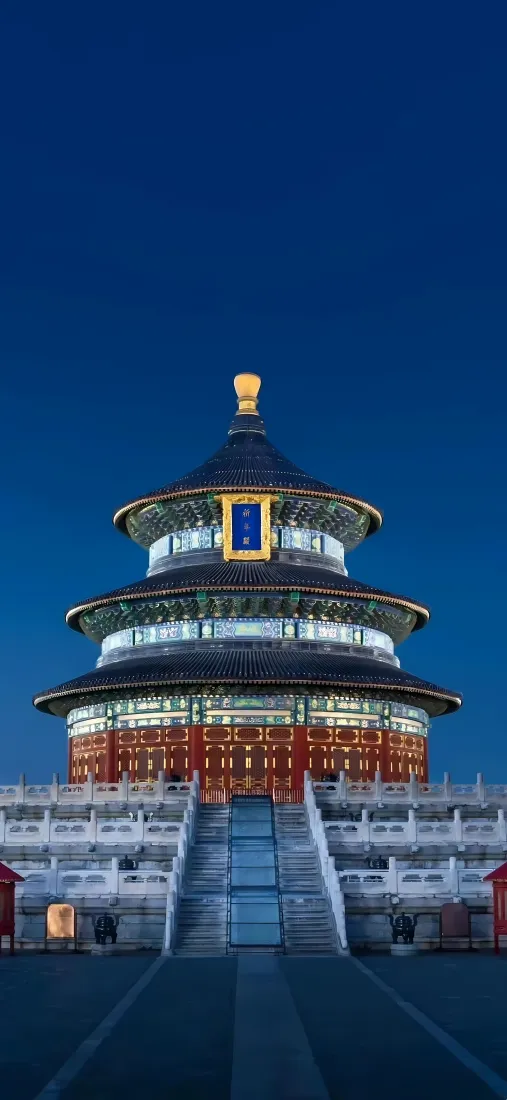 天坛祈年殿手机壁纸｜北京天坛公园背景图片 - 古建筑夜景「哲风壁纸」