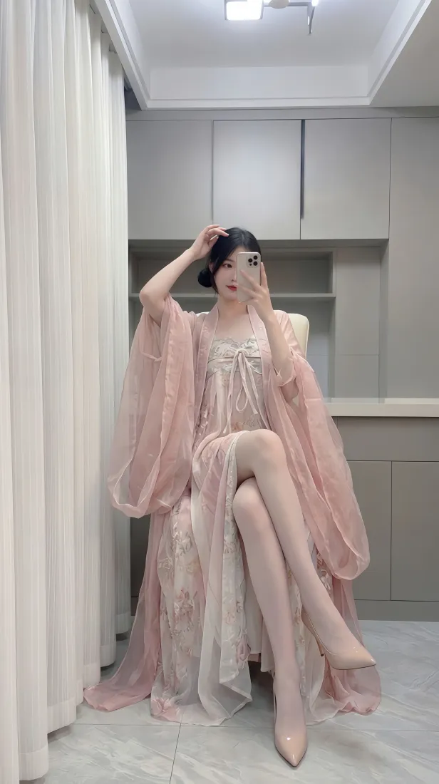 粉纱睡裙美女手机壁纸｜背景图片 - 室内纯欲风「哲风壁纸」