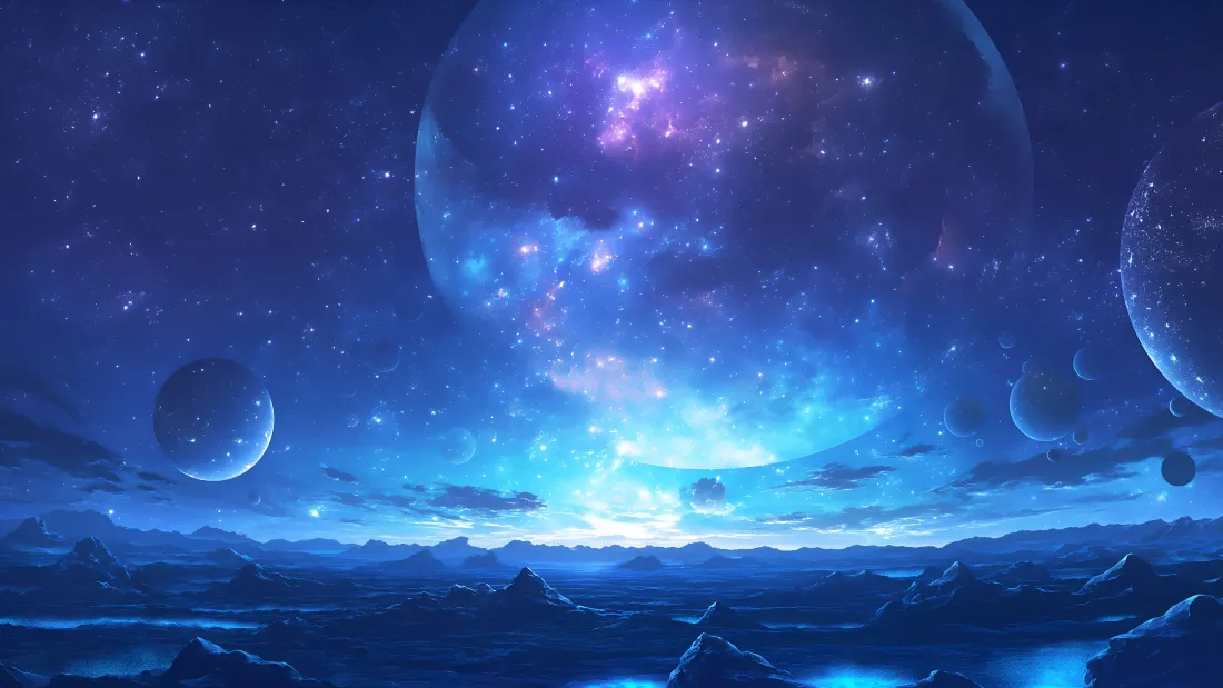 4k星空星球壁纸｜蓝色科幻背景图片 - 夜空星云「哲风壁纸」