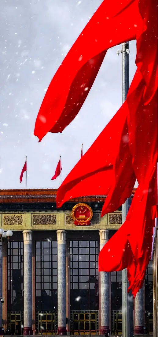 天安门城楼手机壁纸｜国庆背景图片 - 红绸飘雪「哲风壁纸」