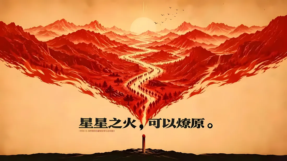 3k国庆星火燎原壁纸｜红色山河背景图片 - 日出群山「哲风壁纸」