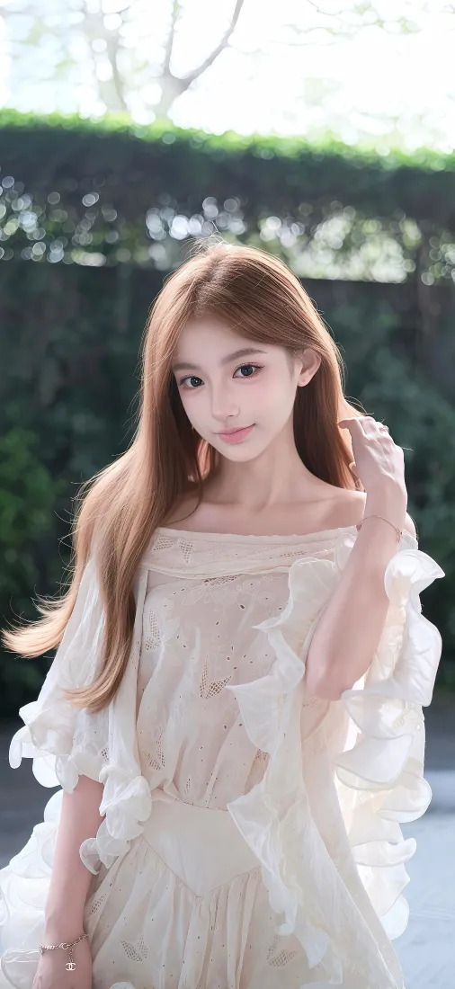 清纯少女手机壁纸｜背景图片 - 白纱裙户外温柔人像「哲风壁纸」