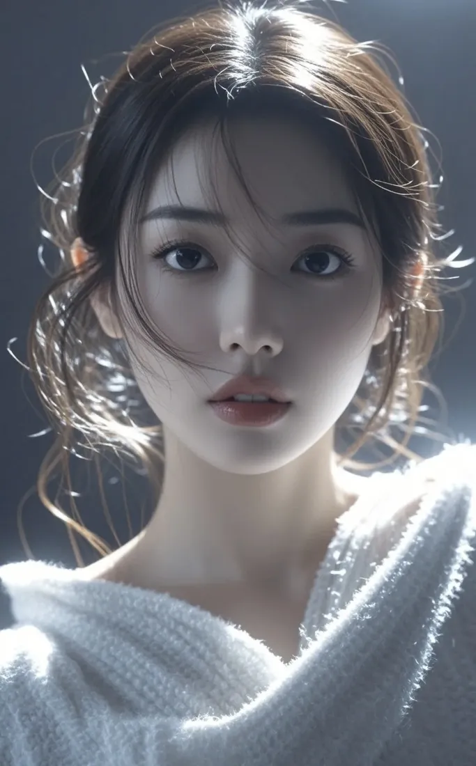 清纯少女手机壁纸｜逆光人像背景图片 - 白毛衣氛围感「哲风壁纸」