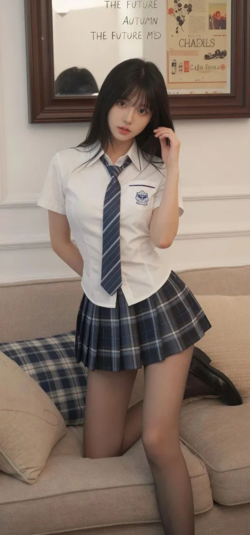JK制服美女手机壁纸｜居家沙发背景图片 - 学院风少女「哲风壁纸」